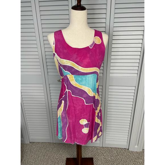 Rain sleeveless dress pink purple blue cream women's size medium - Picture 1 of 9